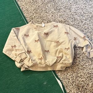 Quincy Mae Fox Print Beige Sweatshirt, 18-24mos